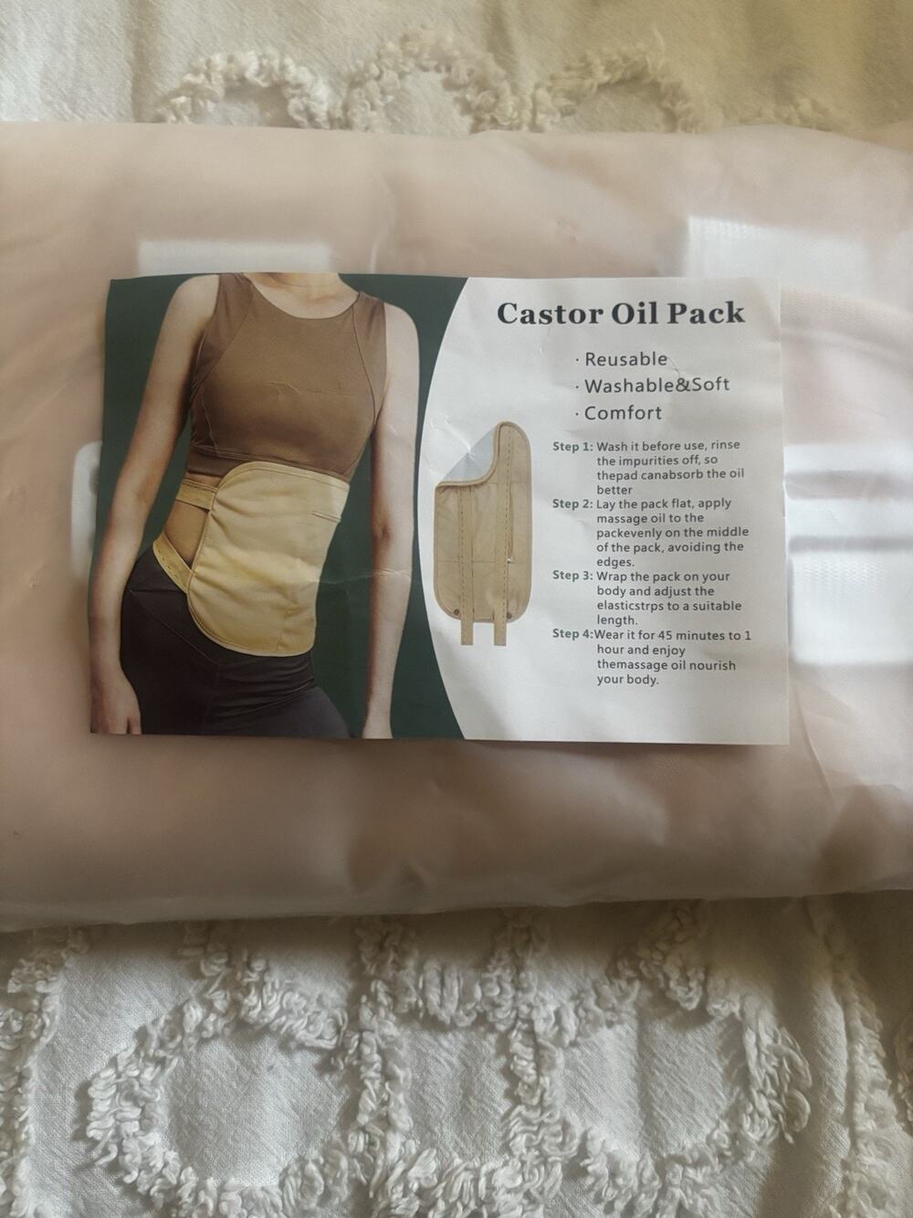 Reusable Castor Oil Pack/Wrap NWT. Easy To Wash Fabric